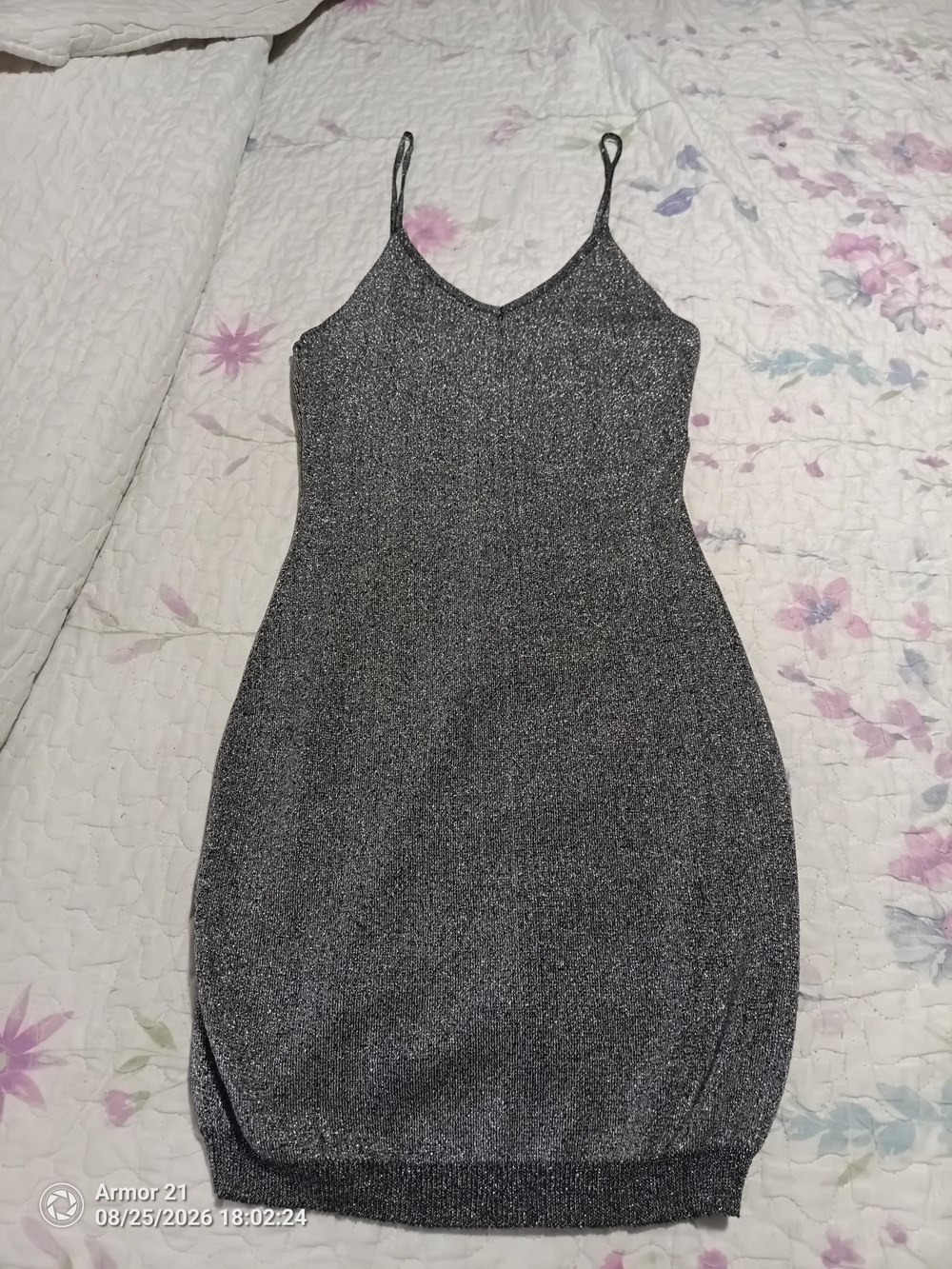 Love Culture Silver Metallic Slip Midi Dress